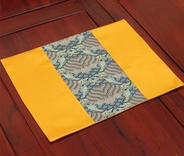 Patchwork Rectangle Dining Table Mat Waterproof Chinese style Natural Silk Placemat Luxury Craft Pallet Mats Coffee Coaster 40x32cm