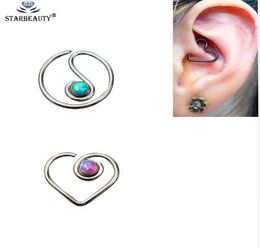 G23 16G Titanium Opal Cartilage Piercing Langue Stud Piercing Ear Cartilage Ear Stud Ombligo Earring Ear Piercing Body Jewellery