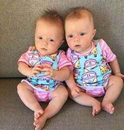 2018 Summer Toddler Clothing Kids Baby Girls Outfits Cars Print T shirt Tops Striped Shorts 2PCS Baby Boy Set Cute Kids Clothing Sets