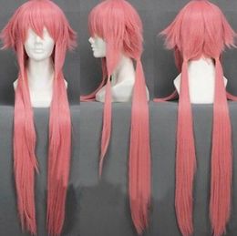 Anime The Future Diary Yuno Gasai Pink Long Wig Cosplay Hair Mirai Nikki Wigs