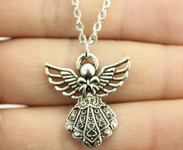 20pcs/lot Fashion Necklace Antique Silver Vintage Angel Charms Pendants Chain Necklace 42+5cm