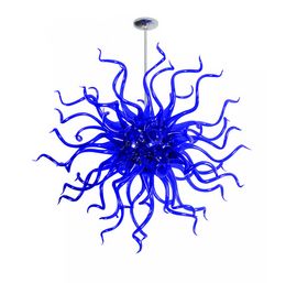 Modern Blue Glass Chandelier Style Hand Blown Glass Chandelier for Home Hotel Decor Small Dining Room Bedroom Living Room Lights