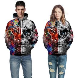 Skull Tiger Printed Hoodies Men 3d Boy Jackets Pullover Street Wear Out Coat