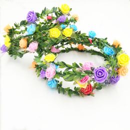 Flower Headband Bohemian Floral Crown Wedding Garland Forehead HeadBand Beach Wreath Mulitcolor Wedding Bride Crown c384