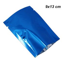 9x13 cm 100 Pieces Blue Open Top Foil Food Storage Bags Vacuum Sealable Aluminium Foil Pouches Mylar Foil Candy Cookies Packaging for Snack