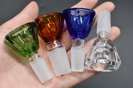 14mm 18mm Male Glass Bowls Diamond Design Water Pipes Bongs Bowls thick pyrex Multicolor Glass burner Bowl for Smoking on Sale