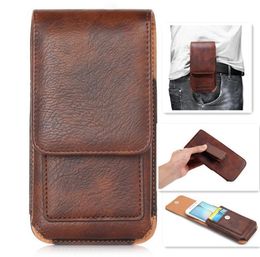 Leather Universal Cell Phone Cases Pouch For Iphone Samsung LG Moto Huawei Belt Clip Holster Card Holder Waist Pack Bag Flip Mobile Cover