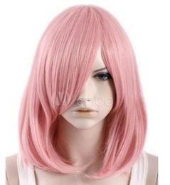 wie Echthaar Mode Natürliche charmant Damen Lang Glatt Rosa Perücken wig Neu