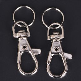 10pcs lot Silver Metal Classic Key Chain DIY Bag Jewellery Ring Swivel Lobster Clasp Clips Key Hooks Keychain Split Ring Wholeales203t