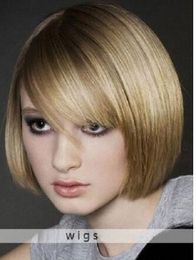 like human hair! wig ladies short straight blonde Hair Wigs