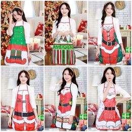 Christmas Aprons Christmas Decorations Adult Santa Claus Aprons Women Men Dinner Party Cooking Apron Christmas Party Event Kitchen Supplies