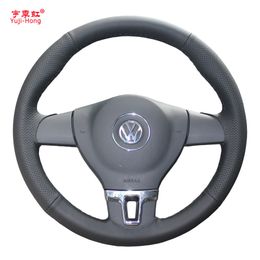 Yuji-Hong Car Steering Wheel Covers Case for Volkswagen VW Tiguan Lavida Passat B7 Jetta Mk6 Hand-stitched Artificial Leather