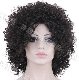 Preto afro crespo crespo encaracolado peruca com o lado se separaram Peruca sintética peruca sintética peruca de moda peruca frete grátis