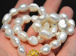 New 8-9mm white Irregular baroque pearl necklace 18"