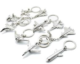 Alloy Metal mini plane Keychain 3D planes Model Aircraft Key Holder airplane mix Styles