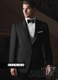 Stylish Design Groom Tuxedos One Button Black Shawl Lapel Groomsmen Best Man Suit Mens Wedding Suits (Jacket+Pants+Tie) NO:1050