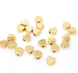 100pcs/lot Heart Bead Gold plated spacer Beads Jewerly Accessories 6mm for DIY Making