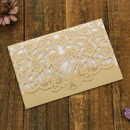 41 Colours Laser Cut Invitations Customised Wedding Invitation Cards With Lovers Gate Flowers Hollow Personalised Wedding Supplies #BW-I0302