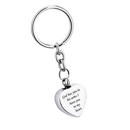 God has you in his arms I have you in my heart Stainless steel Heart pendant Cremation Urn Keychain Memorial Keepsake Ashes Jewelry