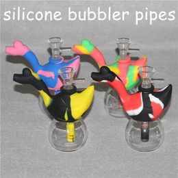 Creative Design Swan Silicone Mini Water Hookah Bong Portable Tobacco Smoking Pipe Multi Colors Shisha Hand Pipes