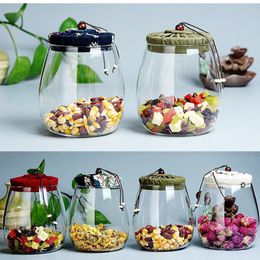 600ml Glass Storage Jar Kitchen Food Containers with Lid Glass Bottle Size 600 ml 4 Colour
