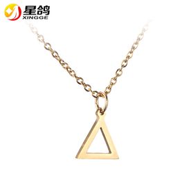 Silver/gold stainless steel Geometric Necklaces Triangle Pendant Necklace For Men And Women Fans Souvenir Gift