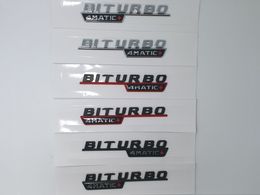 1pair Matte Black Chrome Turbo 4MATIC Biturbo 4matic Emblem Badge Fender Side Supercharge Logo Car Styling Sticker for Mercedes B209T