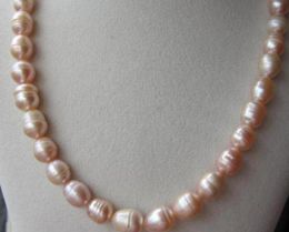 Charming 9-12mm natural pink south sea Pearl Necklace 18 inch choker