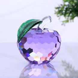 40mm purple crystal apple paperweight glass paperweight pretty gifts crafts art&collection christmas home wedding gifts decor