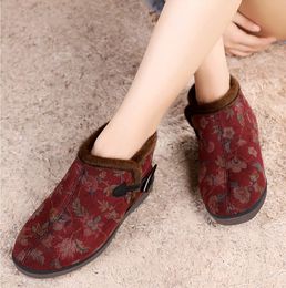 Winter Cotton Boots Plus Velvet Warm Non-Slip Beijing Cloth Shoes, Fashion Comfortable Soft Sole Leisure