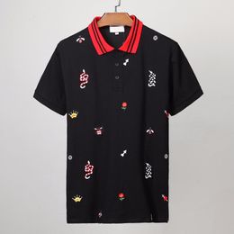 2018 Man Fashion Clothing Mens Snakes Embroidery Brand Shirts Straight Summer Short Sleeve s Camisetas De Hombre CortasACG0