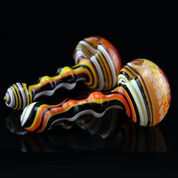 5 Inch Glass Spoon Pipes Colourful Hollow Glass Pipes tobacco dry herb bong Hand bubblers pipes in stock