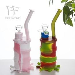 8.3 Inch Food Grade Silicon Water Pipe With Silicone Down Stem&Glass Bowl Smoking Accessories Shipping Free fansfun