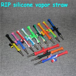 Silicone Nectar bong 10mm Mini Water Pipes with GR2 Titanium Nail Concentrate Dab Straw Oil Rigs