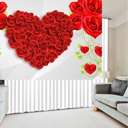 European style 3d curtain home decoration bedroom Water rose flowers