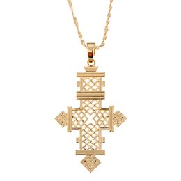 Ethiopian Cross Pendant Necklace Gold Colour Africa Cross Jewellery Eritrea Religion