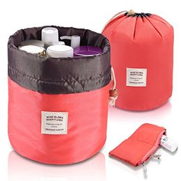 Foldable Round Bucket Style Travel Make-up Bag & Small Zipper Jewellery Purse & Clear PVC Pouch for Cosmetic Brush Nylon Organiser