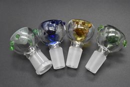 2PCS Glass Bowls For Bongs With Screw Screen Round color Female Male 14mm 18mm ash catcher bowl smoking accessories