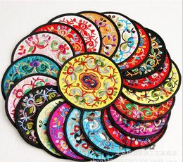 Round Coasters for Drinks Placemats Set Chinese Embroidery Large Glass Cup Place Mats Pad Novelty For Tea Coffee