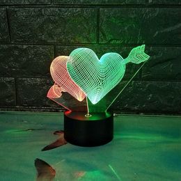 3D Arrows heart vision night light Colourful LED stereoscopic touch lamps light #R42