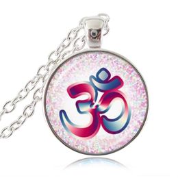 -Om Aum Ohm Buddha Halskette Namaste Anhänger Yoga Schmuck Hinduismus Symbol Anhänger Meditation Hindu Pullover Halskette für Frauen Männer Zubehör