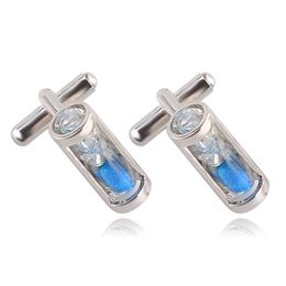 Men Cufflinks 4 color Blue crystal Cufflink 0.8*2cm French Cuff Links for wedding Father's day Christmas Gift The Sands of Time