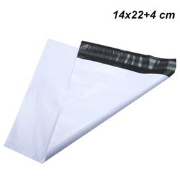 100pcs 14x22+4 cm White Self Adhesive Express Shipping Packing Pouch Self Sealing Post Bags Courier Envelope Mailer Poly Plastic Packaging
