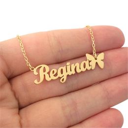 Customised Name Necklace Personalised Silver Gold Rose Choker Necklace Women Men Bridesmaid Gift Ketting Christmas Jewellery BFF