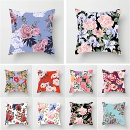 Luxury Cushion Cover Pillow Case Lumbar Pillow Big Peony Home Decorative Pillows