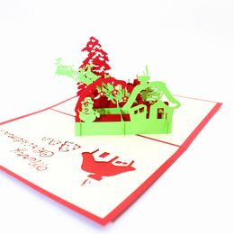 Newest christmas gifts 3d paper card X-MAS greeting card christmas ornaments christmas decorations pop up greeting card