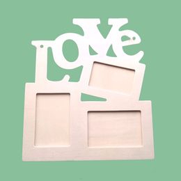 Hollow Love Tri-ply Wood Blank Frame DIY Painting Picture Photo Frame Home Art Decor