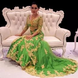 2019 Marocaine Mermaid Kaftan Dubai Kaftan Kleid Hülse mit drei Vierteln Abendkleid Saudi-Arabien Prom Dresses Formal PartDress