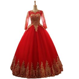 La vraie mode photo Applique dentelle à manches longues robes de mariée rouge bleu Tulle arabe de mariage Robes sexy Custom Made robes de mariée 2020
