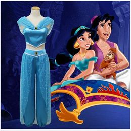 2019 aladdin princess jasmine costume Enfants Carnaval Vêtements Filles Aladdin Jasmin Princesse Costume Adulte Ventre Danseuse